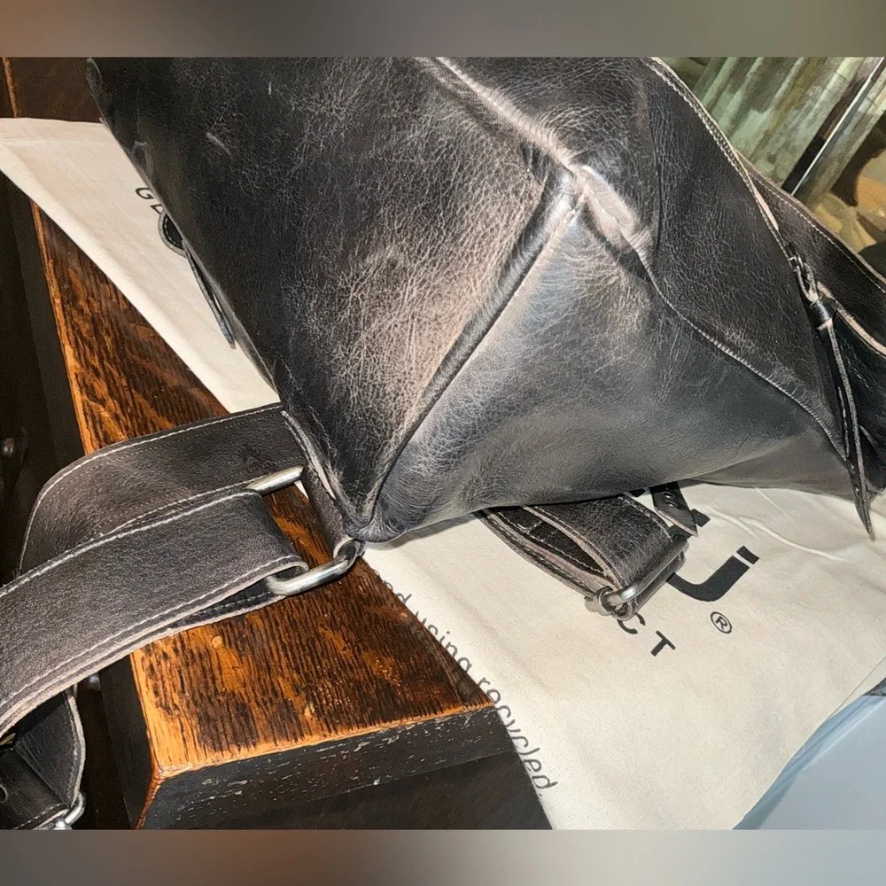 NWT Bed Stu Leather Howie Flapover Leather Backpack Black Rustic Retail $365